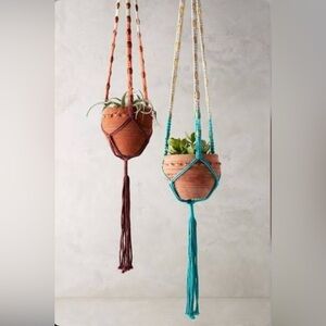 Two Anthropologie macrame plant holders